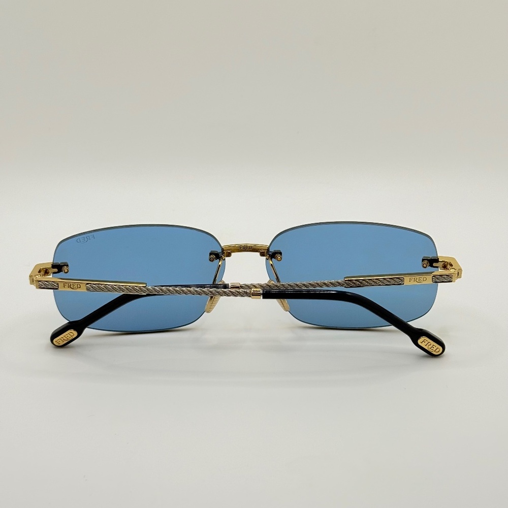 FRED FG40049U 30V Shiny Gold/Blue Sunglasses 60-14-145 NEW (Replacement Box) - Picture 4 of 16